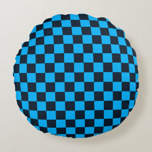 Blueberry chequered pattern round cushion