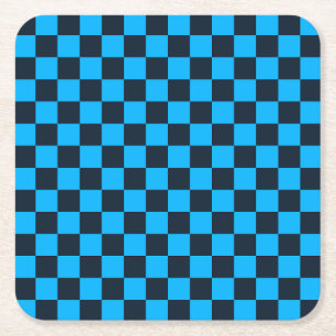 Blueberry chequered pattern square paper coaster