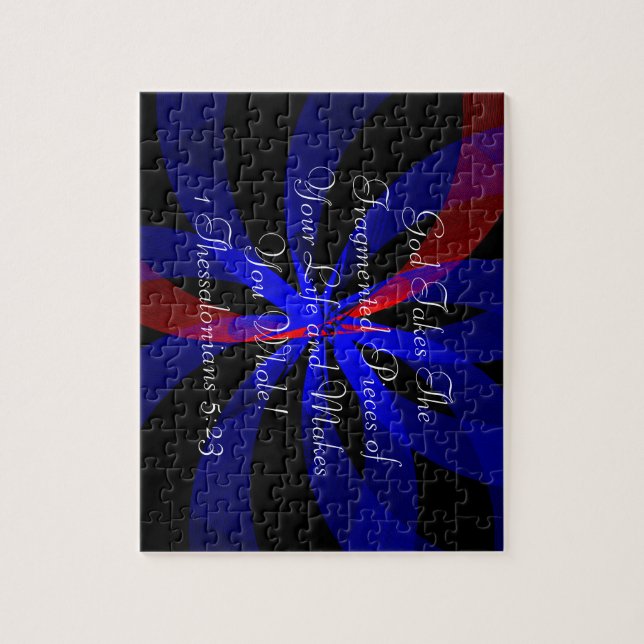 Blueberry Color Center Fragmented Geometric Puzzle (Vertical)