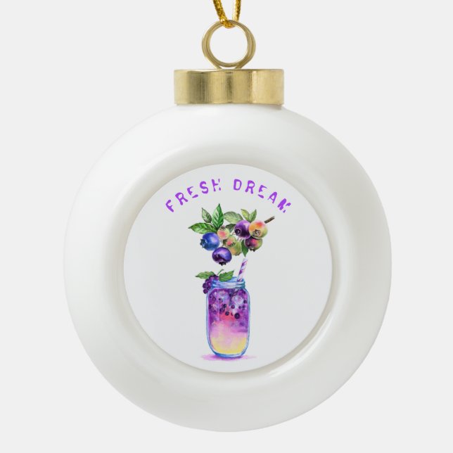 Blueberry Cool Drink Fruits Christmas Ornament (Front)