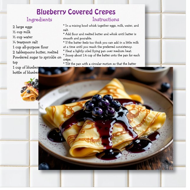 Blueberry Covered Crêpes Recipe Card (Creator Uploaded)