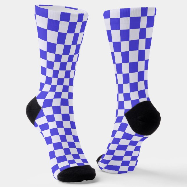 Blueberry cream checkered pattern socks (Angled)
