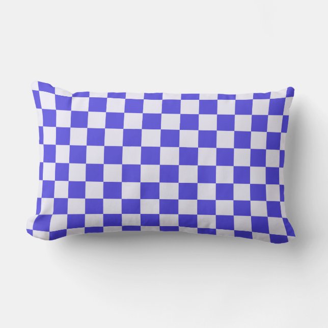 Blueberry cream chequered pattern lumbar cushion (Front)