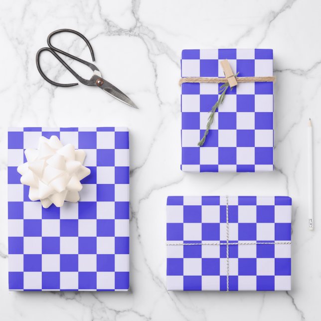 Blueberry cream chequered pattern wrapping paper sheet (Front)