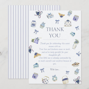 Blueberry Dessert Baby Shower Watercolor Thank You Card