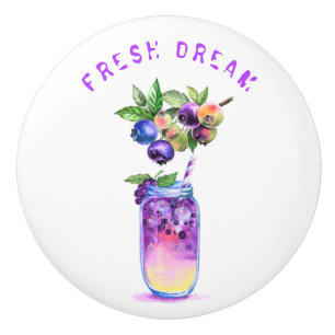 Blueberry Drink Ceramic Knob - Custom Text