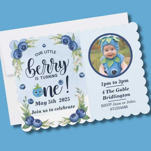 Blueberry first birthday Boys 1st party Invitation (Creator Uploaded)