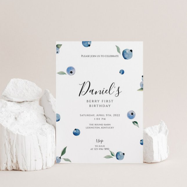 Blueberry First Birthday  Invitation (Creator Uploaded)