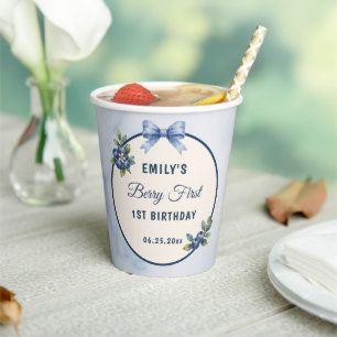BlueBerry First Birthday Strawberry Girl Paper Cups