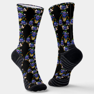 Blueberry Fitness Mascot Jumping Burst Exercise St Socks