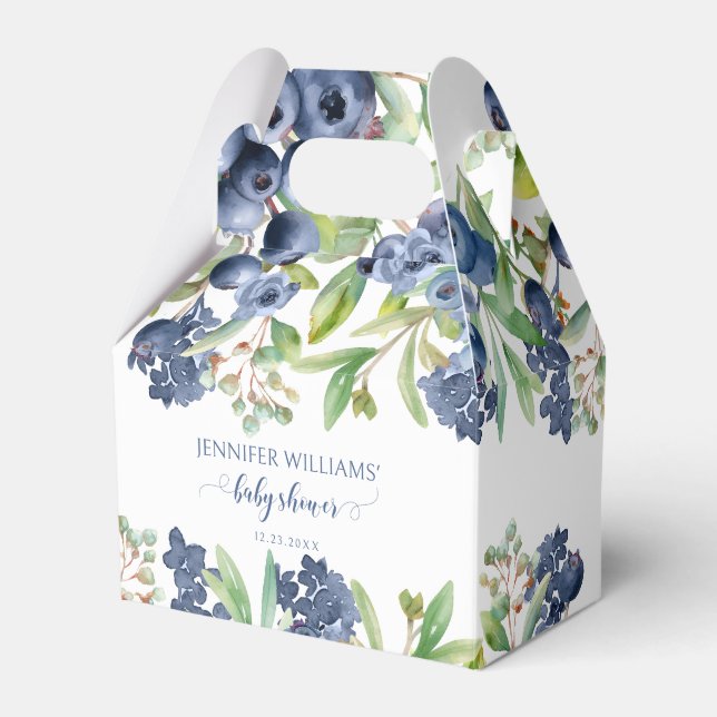 Blueberry floral baby boy shower candy favour boxe favour box (Front Side)