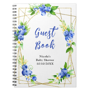 Blueberry Floral Baby Shower Guest Book