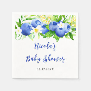 Blueberry Floral Baby Shower Napkin