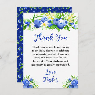 Blueberry Floral Baby Shower Thank You Card
