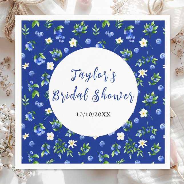 Blueberry Floral Bridal Shower Napkin (Creator Uploaded)