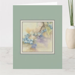 Blueberry Floral Folded Greeting Card - Blank 