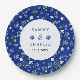 Blueberry Floral Wedding Paper Plate