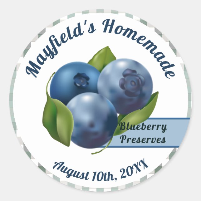 Blueberry Fruit Canning | Jam Jar Classic Round Sticker (Front)