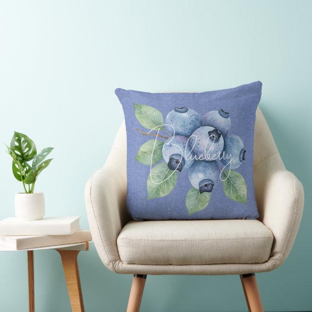 Blueberry Fruit on Blue  Cushion (Chair)