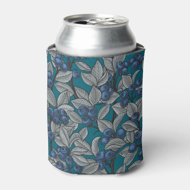 Blueberry garden, blue and grey can cooler (Can Front)