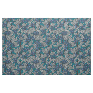 Blueberry garden, blue and grey fabric
