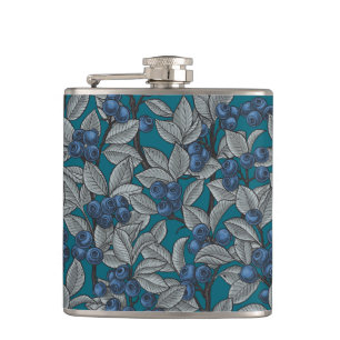 Blueberry garden, blue and grey hip flask