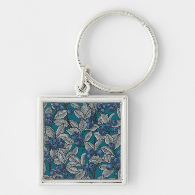 Blueberry garden, blue and grey key ring (Front)