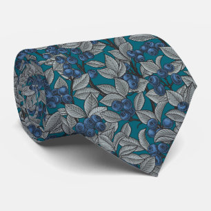 Blueberry garden, blue and grey tie