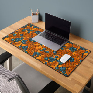 Blueberry garden, blue and orange desk mat