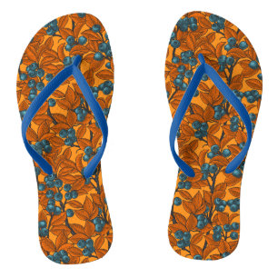 Blueberry garden, blue and orange jandals