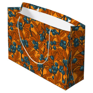 Blueberry garden, blue and orange large gift bag