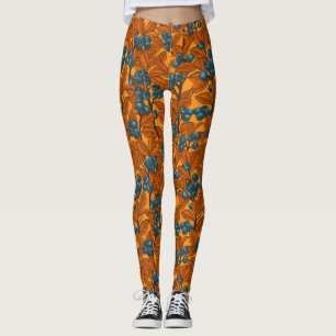 Blueberry garden, blue and orange leggings