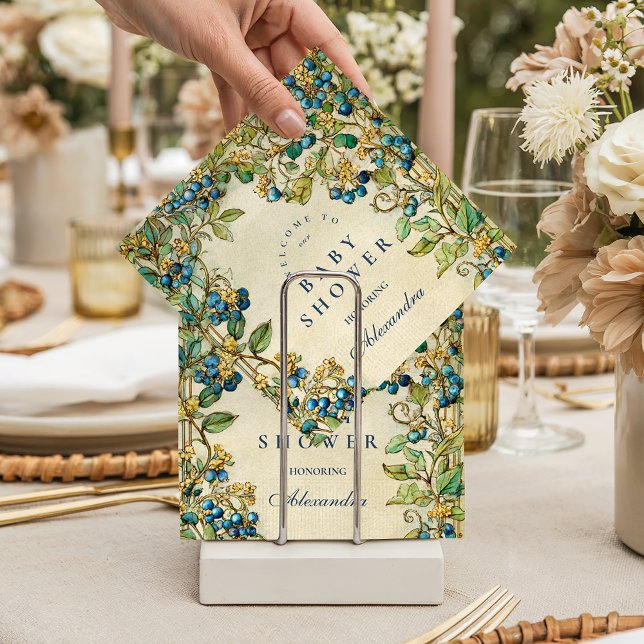 Blueberry Garden Vintage Baby Shower Napkin (Creator Uploaded)