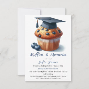 Blueberry Graduation Cupcake Brunch Celebration Invitation