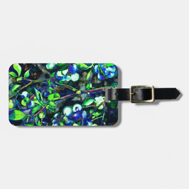 Blueberry - green hue luggage tag (Front Horizontal)