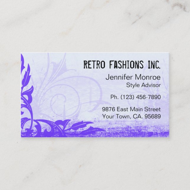 Blueberry Grunge Distressed Business Cards (Front)