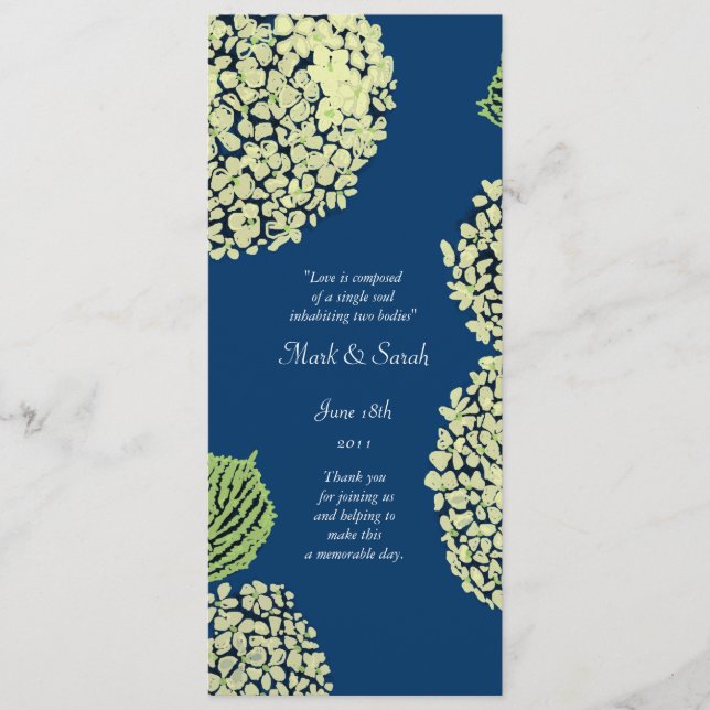 Blueberry Hydrangea Wedding Program Programme (Front)