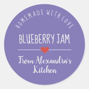 Blueberry jam purple homemade with love classic round sticker