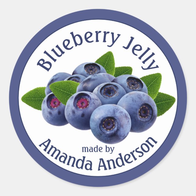 Blueberry Jelly 1.5" Circle Food Label (Front)