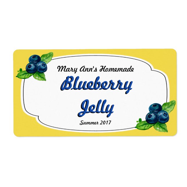 Blueberry Jelly Canning Labels (Front)