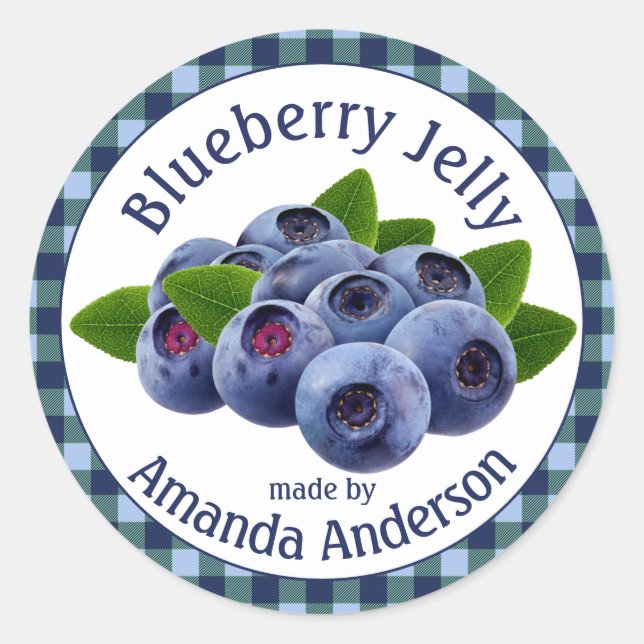 Blueberry Jelly Plaid 1.5" Circle Food Label (Front)