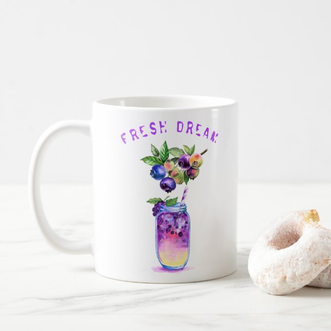 Blueberry Juice Cool Drink Coffee Mug (With Donut)
