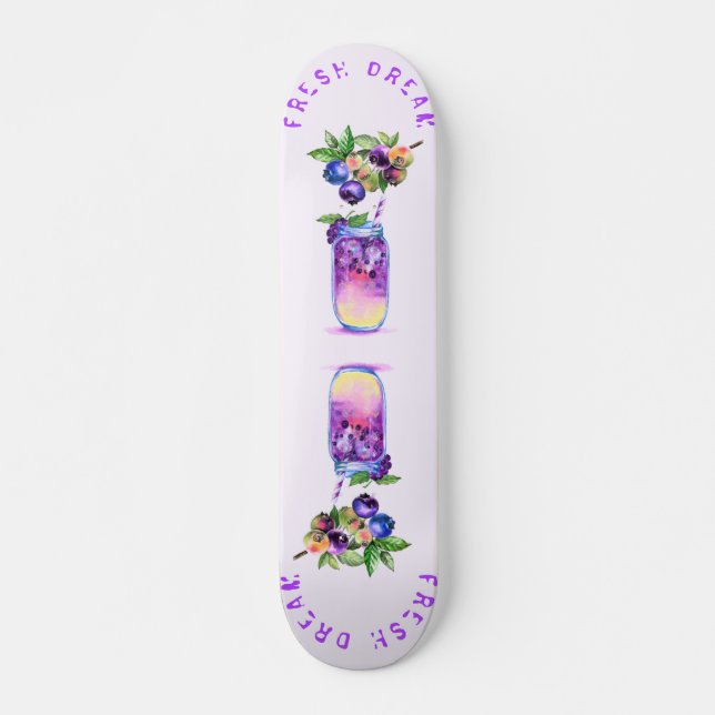 Blueberry Juice Cool Drink Fruits Skateboard (Front)