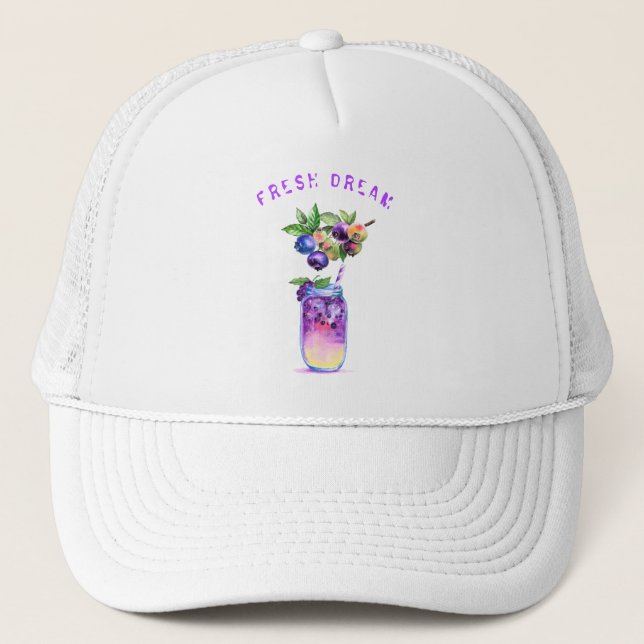 Blueberry Juice Cool Drink Fruits Trucker Hat (Front)