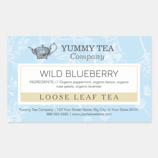 Blueberry - Loose Leaf Tea Label Sticker (Front)
