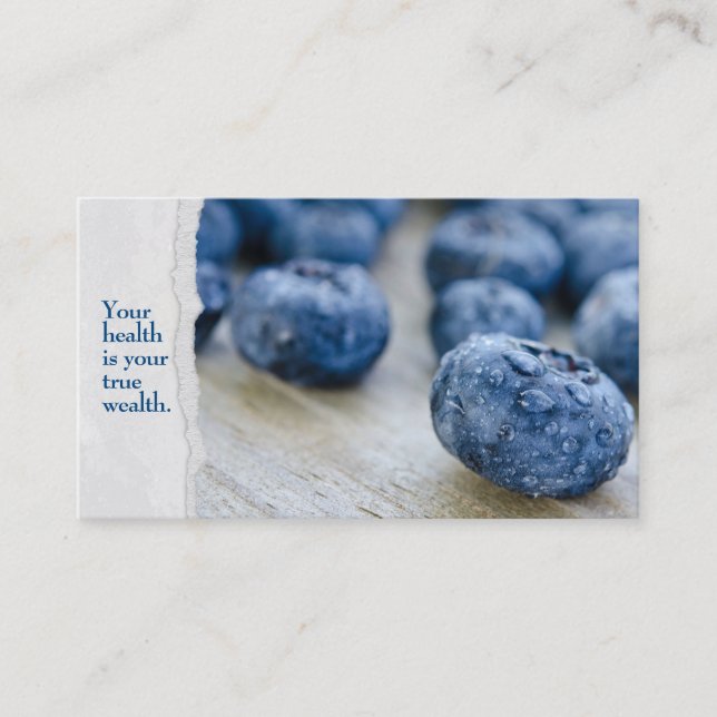 Blueberry macro with water droplets business card (Front)