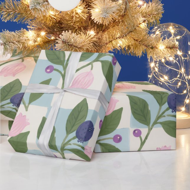 Blueberry Meadow Bloom Gift Wrap (Holidays)