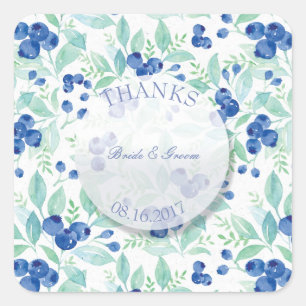 Blueberry Midsummer Rustic Berry Wedding Thanks Square Sticker