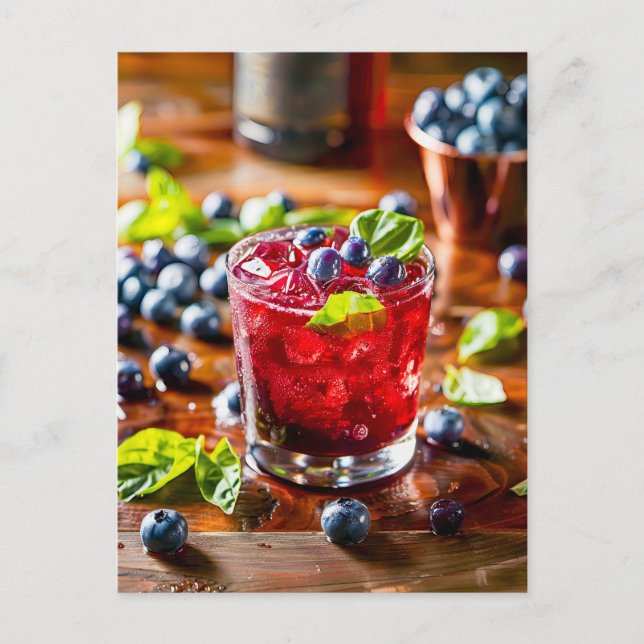 Blueberry Mojito – Summer Cocktail Holiday Postcard (Front)