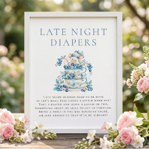 Blueberry Mouse Late Night Diaper Sign Baby Shower